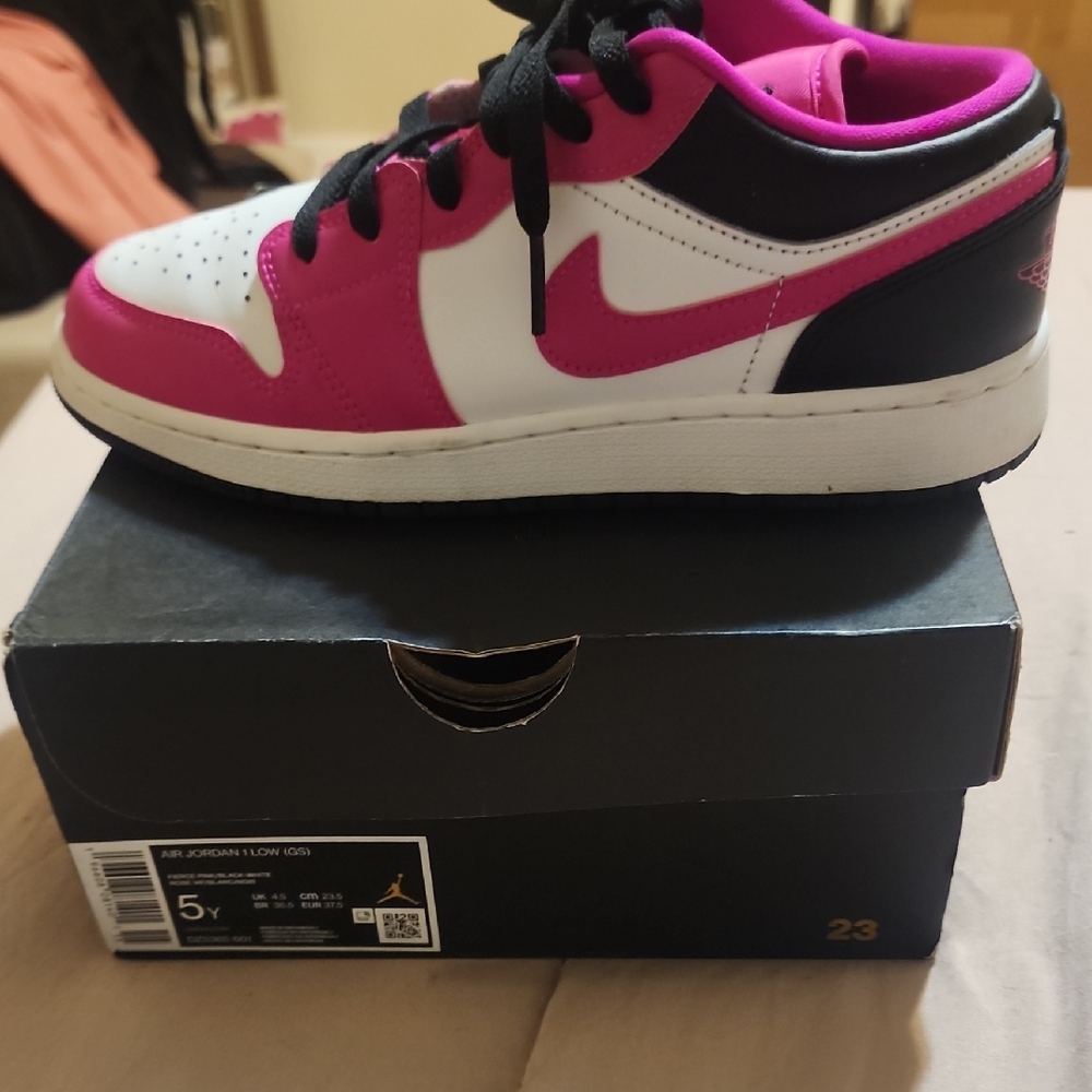 Jordan Pink and Black High-Top Sneakers
